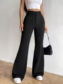 Pantalones acampanados de cintura alta - Negro - Ver 8