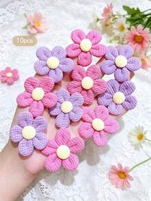 10pcs Padded Flower Decorations, Creative Floral Shapes, Garment Accessories, For DIY, Wedding Decor - Cotton-filled Flowers - View 19