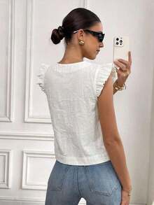 Camisa de mujer tipo cárdigan de manga corta de 100% algodón, adecuada para el atuendo de verano de las mujeres - Blanco - Ver 7