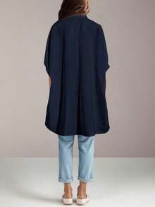 Women's Loose-Fitting, Versatile Batwing Sleeve Button-Down Shirt In A Solid Color, Perfect For Spring And Summer - 淡粉紅色 - 查看 8