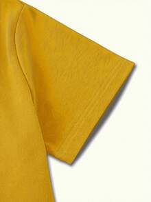 Camiseta manga corta cuello redondo 100% algodón, estampado trendy, tejido ligero y ventilado, estilo moda casual, apta para vida diaria, salidas informales y citas en primavera, verano y otoño - Amarillo limón - Ver 5