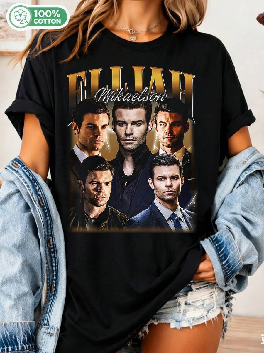Elijah Mikaelson, Vintage T-Shirt, Limited Edition - T-Shirt Paying Tribute To The TV Series. - Black - View 1
