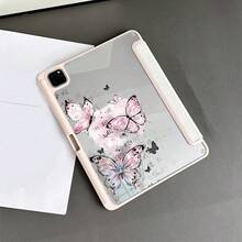 1個 中式書法與粉色水彩蝴蝶圖案保護殼，附筆槽，適用於 IPad 10.9/10.2/Air 5th Gen/Pro 11/10th Gen/9.7/Air 2/(7th Gen)/(8th Gen)/Air 4/5/Pro 11/10th Gen 10.9 吋 2022 智慧保護殼/Air 13(M3 2025)/Air 11(M3 2025)/Air 11(M3 2025)/11(A16 2025)，適用於 華為 Matepad - 彩色 - 查看 3
