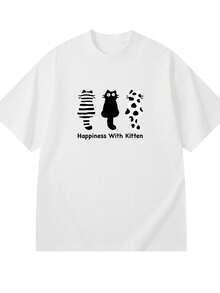 New Summer Short-Sleeved Cotton Printed Top, Stylish And Relaxed T-Shirt - White - View 4