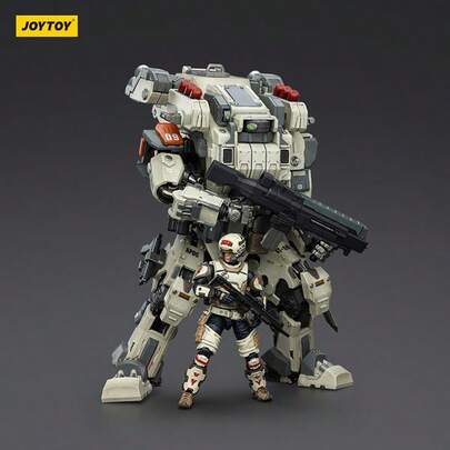JOYTOY 安源官方正品 - 末日系列机甲模型/套装（鹅卵石白高普通战斗机甲 + 利维坦 UNSC 医疗兵）1:25 比例可动高级机甲模型摆件/家居装饰/办公装饰/收藏/景观装饰/桌面摆件