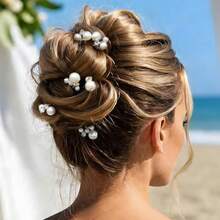 パール 髪飾り ヘッドドレス 6本セット パール Ｕピン ヘアピン かんざし 小さい 大きい 和装 ウェディング パーティー 撮影 普段使い卒業式 結婚式 成人式 花嫁などの髪飾り用 アニバーサリー おしゃれプレゼント - 写真の通り - チェックする 3