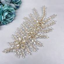 1Pc Luxury Crystal Bridal Hair Vine - Sparkling Rhinestone Leaf Headpiece For Weeding, Gala & Special Occasions Hair Accessory - Multicolor - View 10