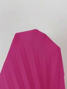 Vestido elegante y romántico de mujer con cuello en V, cintura con volantes y silueta en A - Rosa Fucsia - Ver 5