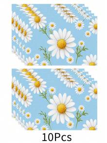 1 pieza Mantel individual de lino con estampado floral, tapete para desayuno, posavasos de café, base para tazón, accesorio de cocina, fácil de limpiar, apto para el hogar, restaurante, decoración del comedor, regalo festivo, regalo para amigos, set multipieza - Multicolor - Ver 18
