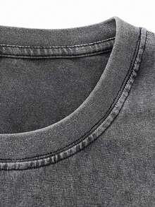 New 2026 Model, 100% Cotton, 230g, Washed T-Shirt For Men With Creative Rock And Roll Print, Elastic Cut, Urban Casual Clothing, Suitable For All Seasons, Unisex Style, Versatile And Slimming, Urban Style, Unique Design, Unisex. - 黑色 - 查看 11