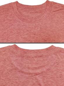 Camiseta de manga corta para mujer, estilo europeo y americano, con estampado de peces, a la moda, versátil, casual, deportiva, de cuello redondo. - Rojo - Ver 4