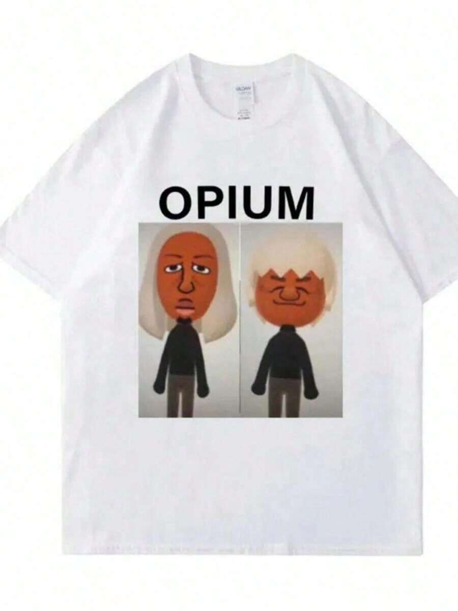Printed T-Shirts For Women, Plus-Size Streetwear Tops, Comfortable And Stylish Summer Tees That Go With Everything. OPIUM Ken Carson Destroy Lonely T-Shirt, Graphic Tees With Funny Character Memes, Cartoon Print T-Shirts For Women. - 白色 - 查看 1