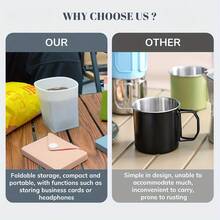 1pc Silicone Collapsible Water Bottle, Outdoor Camping Mug, Juice, Beer, Beverage Mug, Portable Travel Mug - 黑色 - 查看 3