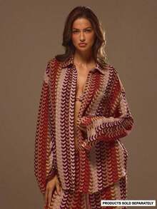 Resort Kimono de Manga Larga con Patrón Texturizado, Estilo Boho Ibiza, Lindo y Sexy, para Vacaciones de Verano, Playa, Traje de Baño, Ropa de Playa, Rayas, Otoño, Primavera, Vacaciones, Carnaval, Festival - Multicolor 2 - Ver 12