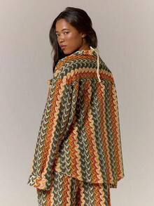 Resort Kimono de Manga Larga con Patrón Texturizado, Estilo Boho Ibiza, Lindo y Sexy, para Vacaciones de Verano, Playa, Traje de Baño, Ropa de Playa, para Otoño, Primavera, Festividades, Carnaval, Festival - Naranja - Ver 2