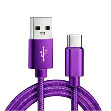 1-3pcs Type-C Fast Charging Cable, Nylon Braided Data Cable, USB-A To USB-C Fast Charging Cable, Compatible With Samsung, And Other Android Phones And Type-C Devices, Suitable For Travel/Office Desk Accessories/Car Accessories/Outdoor, Compatible With IPhone Charger/Phone Charger, Universal Phone Accessories - Multicolor - View 19