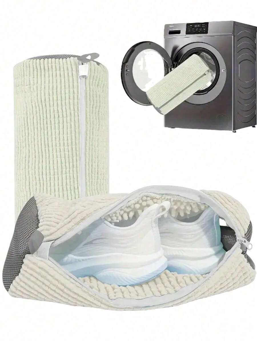 1/2pcs 360° Rotation Shoe Washing Machine Bag For All Shoe Types - Anti-Deformation Protective Laundry Bag With Soft Fleece Lining, Machine Washable Air-Dry Design, Ideal For Sneakers Casual Shoes Trainers Loafers Oxfords, Home Laundry Care Storage Solution For Athletic Footwear Protection