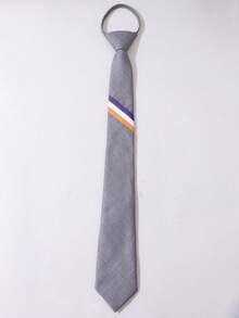1pc Solid Striped Casual Polyester Necktie, Versatile For Work, Wedding, Interview, All Season Clip-On Design - Multicolor - View 6