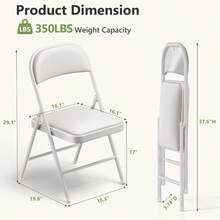 Folding Dining Table Set 6, 6FT Foldable Plastic Table With Carrying Handle 6 PU Leather Padded Folding Chairs, Portable Table And Chairs Set Indoor Outdoor, Party, Wedding, Picnic, Camping - White + 6FT - View 8