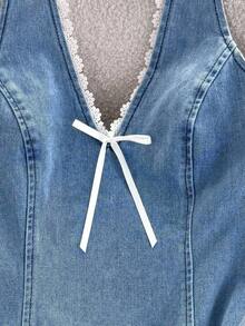 Women Denim Dresses - Light Wash - View 6