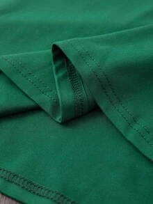 Camiseta manga corta cuello redondo 100% algodón, estampado trendy, tejido ligero y ventilado, estilo moda casual, apta para vida diaria, salidas informales y citas en primavera, verano y otoño - Verde - Ver 5