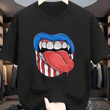 Camiseta impresa para hombres y mujeres - Negro - Ver 1