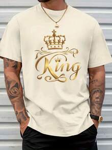Men's Crew Neck T-Shirt, 100% Cotton, Graphic Print, Breathable And Lightweight Fabric, Machine Washable, Casual Style Ideal For Everyday Wear, Outings And Dates All Year Round - 白色 - 查看 3