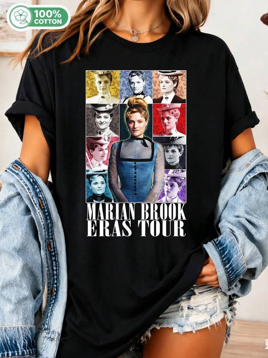 Marian Brook Erass Tour T-Shirt, Vintage Period Character Design T-Shirt, Historical Drama Aesthetic Graphic, T-Shirt For Marian Brook Fans - Black - View 1
