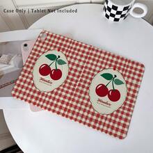 1pc Vintage Red Gingham Cherry Print 360° Rotatable Protective Tablet Case ,Multi-Angle Magnetic Stand Cover With Auto Sleep/Wake Function, Compatible With IPad PRO/AIR, Compatible With SAMSUNG,Compatible With XIAOMI Pad 5/6/7,Compatible With Huawei Matepad - Multicolor - View 2