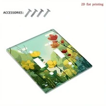 1 pieza Cubierta de panel de interruptor impresa con mariposa y flor amarilla, impresión plana 2D, material de plástico PC, adecuada para dormitorio/cocina/sala de estar, decoración fresca - C - Ver 11