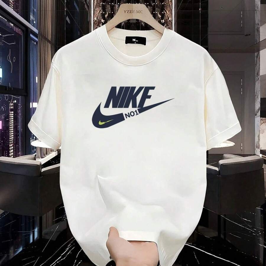 Men's Heavyweight Pure Cotton Short Sleeve T-Shirt, Summer 2025 Fashion, Printed, Loose Fit, Versatile, Men's Clothing. AWBS - 1 - 查看 1