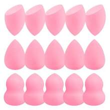 15pcs Pink Makeup Sponge Set Non-Latex Wet And Dry Dual Use Foundation Sponge For Flawless Application Reusable And Washable Ultra Soft Powder Puff Blenders For Cream Liquid And Powder Makeup - 15pcs Pink - View 1