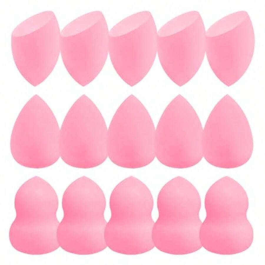 15pcs Pink Makeup Sponge Set Non-Latex Wet And Dry Dual Use Foundation Sponge For Flawless Application Reusable And Washable Ultra Soft Powder Puff Blenders For Cream Liquid And Powder Makeup - 15pcs Pink - View 1
