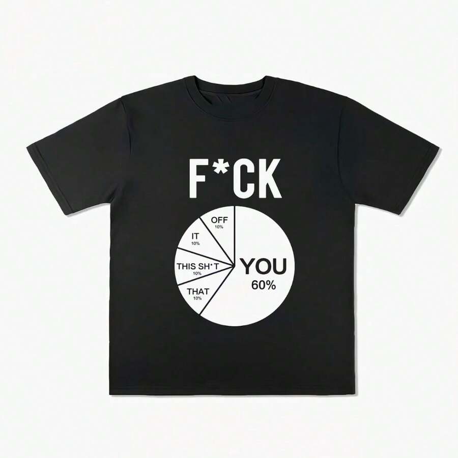 [F*CK YOU]Nueva camiseta divertida de estilo americano, de manga corta, holgada, transpirable para el verano, no se forman bolitas ni se decolora. - Negro - Ver 1