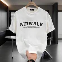 [Ropa de Hombre de Alta Calidad]Camiseta de Manga Corta de Algodón Puro, Versátil, Corte Holgado, Estampado Minimalista, Diseño Creativo, Marca de Moda F7AO - 250 g de algodón puro - periódico negro - Ver 3