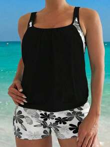 Swim Lushoire Set de 2 piezas - Tankini con tirantes finos para vacaciones en la playa - Multicolor 3 - Ver 4