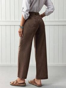 Jeans de pierna recta de talle alto - Marrón - Ver 2