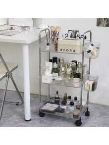 1 Stück transparenter beweglicher Make-up Aufbewahrungswagen, Badezimmer Organizer Regal mit großer Kapazität und Multifunktion, Badezimmer Accessoires - Verschiedenfarbig - Übersicht 5