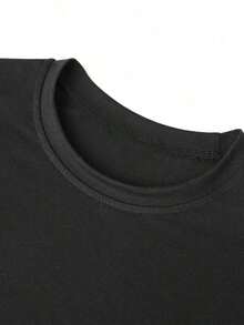 New Women's Short-Sleeved T-Shirt For Fall/Winter, With A Round Neck, Perfect As A Wardrobe Staple. Featuring A Relaxed Fit And A Modern Print, This High-Quality Cotton T-Shirt Offers Comfort And A Pleasant Feel For Everyday Wear. (Keywords: Women's Blouses, Women's T-Shirts, Casual Blouses For Women) - 黑色 - 查看 3