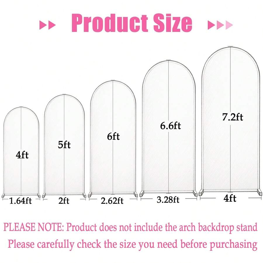White Spandex Arch Backdrop Cover - White Spandex Arch Backdrop Frame Cover, Elastic Wrinkle-Resistant Fabric Cover, Suitable For Wedding, Birthday, Party And Graduation Balloon Decoration (4FT, 5FT, 6FT, 6.6FT, 7.2FT)
