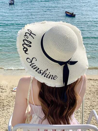1 pieza Sombrero de sol de mujer para verano, nuevo sombrero de verano para mujer, sombrero de paja trenzado para mujer para exteriores, sombrero de cubo de mujer con protección solar