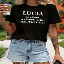 1 pieza clásica y versátil, camiseta corta de algodón puro con cuello alto y estampado legal de Letonia, ideal para usar en todas las estaciones. Estilo moderno - Negro - Ver 2