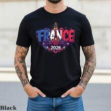 Camiseta de fútbol Francia 2026, camiseta para aficionados al fútbol francés, camiseta con diseño de la Torre Eiffel, regalo Francia 2026 del torneo United 2026, ropa para aficionados de la selección nacional francesa. - Negro - Ver 6