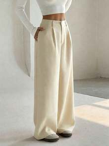 Pantalones anchos casuales elegantes y estilizadores de alta gama para mujer - Albaricoque - Ver 3