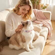 1 PC Cute Cat Collar With Pearl Pendant, Pink Bow Detachable Cat Collar With Adjustable Quick Release Buckle, Pet Necklace Decorated With Flowers, Suitable For Small, Medium And Large Cats - Multicolor - View 6