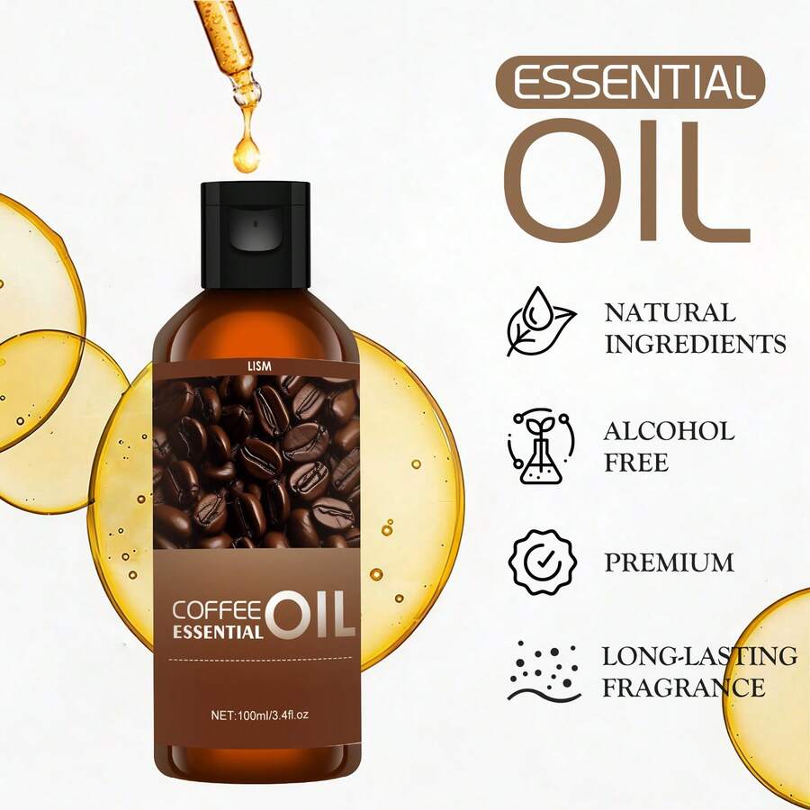 LISM 30ml/100ml Coffee Essential Oil - Suitable For Humidifier, Soap Making, DIY Candle Making With Long-Lasting Fragrance, Applicable For Various Scenarios Like Office, Yoga, Home Fragrance, Bedroom Decor, Convenient Design, Great For Gifting, Aromas For Candles - Coffee Essential Oil - View 1