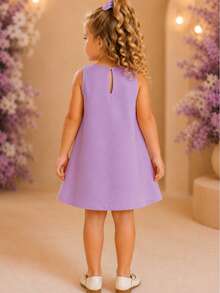 Children's Dress Blogger Elegant Charming Girl Details In Bows On The Sides Fashion Look Light Perfect Comfortable Sophisticated Party Outing Gift Usual Fashion Comfortable Mini Diva Loose  Delicate Versatile Practical Photo Shoot Fashion Skirt Flared - 紫丁香色 - 查看 3