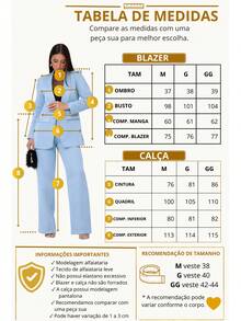 Elegant Women's Tailored Suit With Blazer And Wide-Leg Trousers For Work, Casual, Party, Fabric, Pocket, Button, Zipper. Blazer And Wide-Leg Trousers Set For Baby Shower, Formal Office And Evening, Spring, Autumn. - 淺藍色 - 查看 10