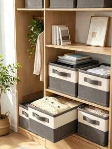 One Quilt Storage Box, Hard Drawer-Style Design With A Portable Handle, Practical Clothing Organizer With Built-In Dividers. A Multi-Layered, Foldable Wardrobe Storage Basket For Convenient And Neat Clothing Organization. - Multicolor - View 7