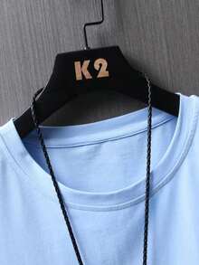 Men's Expression Print Drop Shoulder T-Shirt - Celeste - View 8